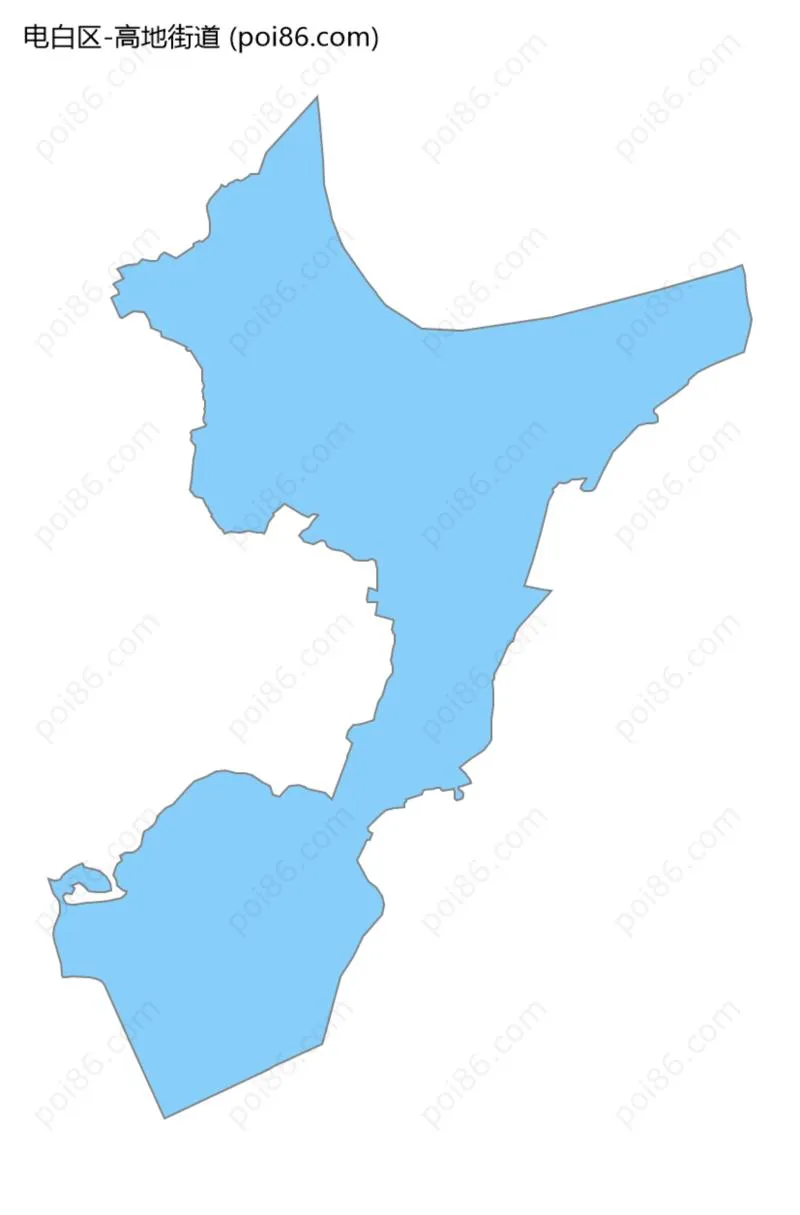 高地街道边界地图